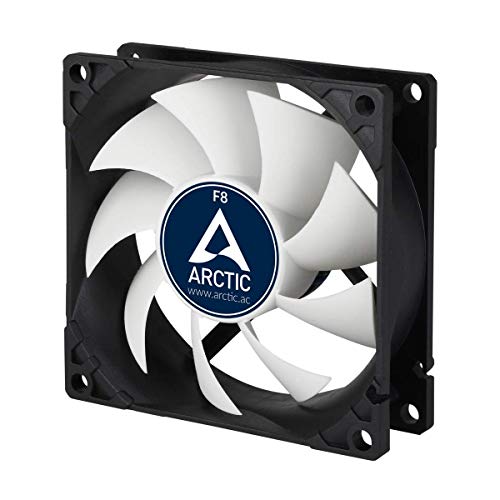 ARCTIC F8-80 mm Standard Case Fan, Very Quite Motor, Computer, Push- or Pull Configuration, Fan Speed: 2000 RPM - Black/White