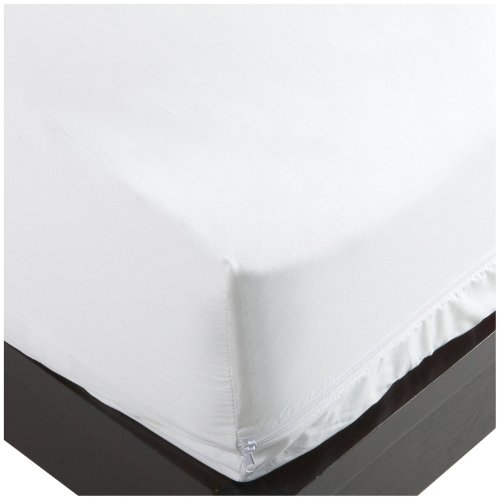 Book Cover National Allergy Premium 100% Cotton Zippered Mattress Protector - Full Size - 12-inch Deep - White - Breathable 300 Thread Count Hypoallergenic Cover - Advanced Encasement