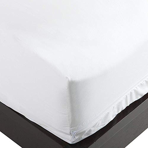National Allergy 300 Thread Count 100-Percent Cotton Bed Bug, Dust Mite & Allergy Control Mattress Protector, Queen 12-Inch White