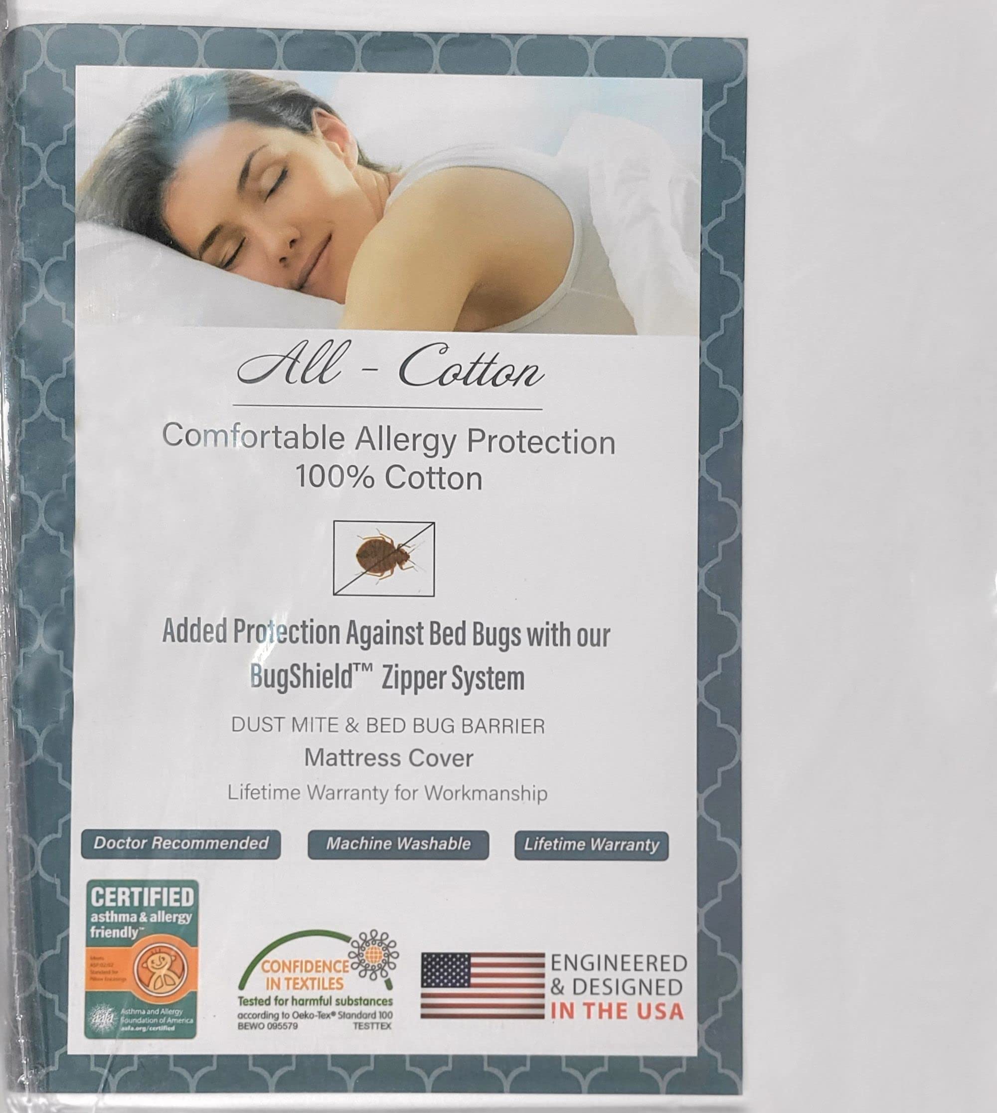 Book Cover National Allergy Premium 100% Cotton Zippered Mattress Protector - Queen Size (60