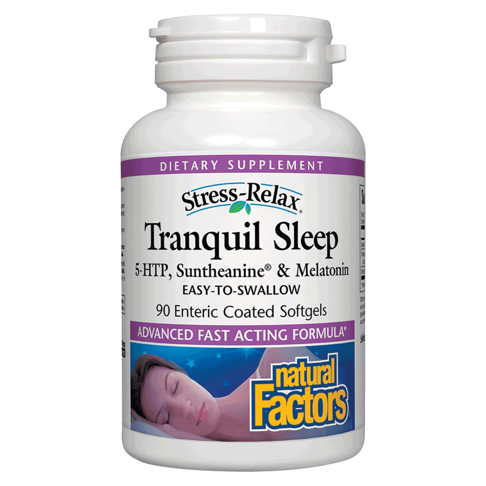 Stress-Relax Tranquil Sleep by Natural Factors, Sleep Aid with Suntheanine L-Theanine, 5-HTP, Melatonin, 90 Softgels 90 Count (Pack of 1)