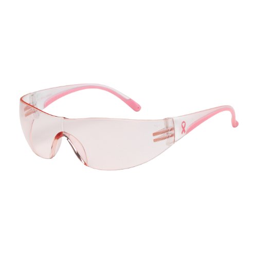 Eva 250-10-0904 Rimless Safety Glasses with Clear/Pink Temple, Pink Lens & Anti-Scratch Coating