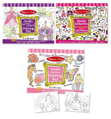Book Cover Melissa & Doug Sticker Collection and Coloring Pads Set: Princesses, Fairies, Animals, and More