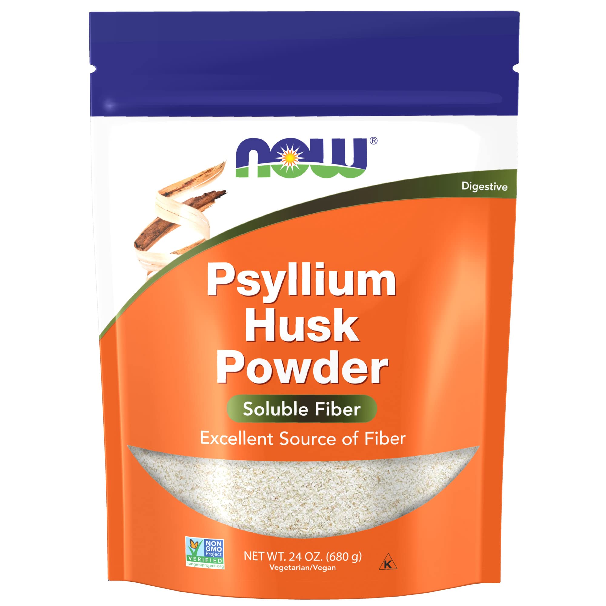 NOW Supplements, Psyllium Husk Powder, Non-GMO Project Verified, Soluble Fiber, 24-Ounce 76.0 Servings (Pack of 1)