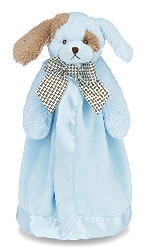 Bearington Baby Waggles Snuggler, Blue Puppy Dog Plush Stuffed Animal Security Blanket, Lovey 15"