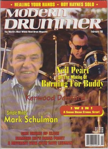Modern Drummer Magazine (February 1995) (Neil Peart on The Making Of Burning For Buddy)