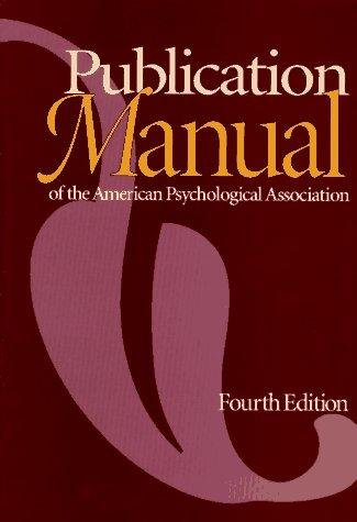 Publication Manual of the American Psychological Association 4e