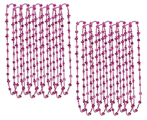 Beistle 52172, 18 Piece Flamingo & Hibiscus Beads, 33", Hot Pink
