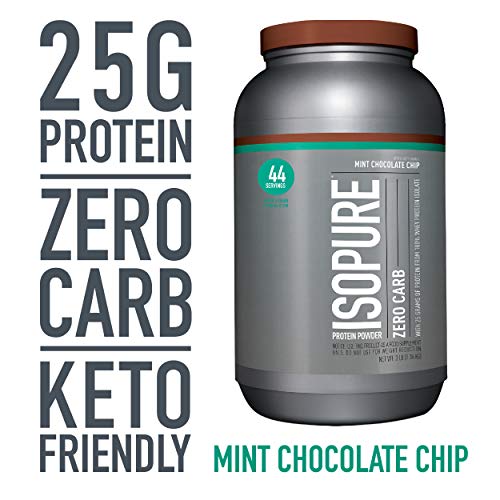 Book Cover Isopure Zero Carb, Keto Friendly Protein Powder, 100% Whey Protein Isolate, Flavor: Mint Chocolate Chip, 3 Pounds