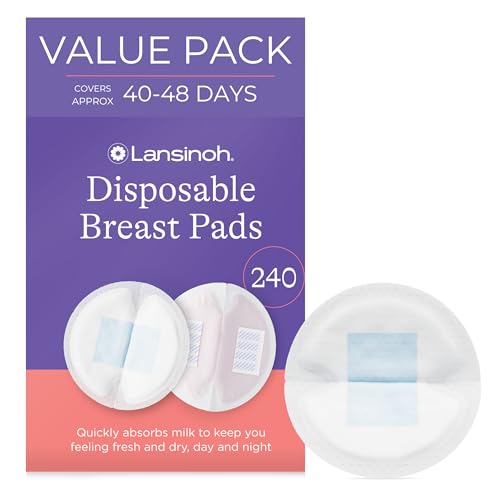 Lansinoh Stay Dry Disposable Nursing Pads for Breastfeeding, 60 Count (Pack of 4)