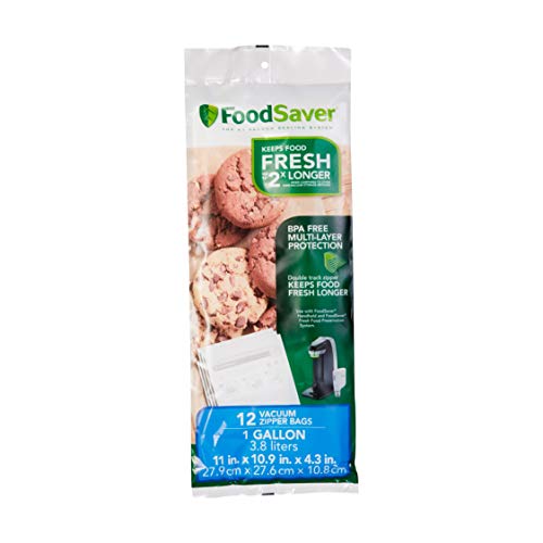 FoodSaver FSFRBZ0316-000 1-Gallon Vacuum Zipper Bags, 12 Count, Multi