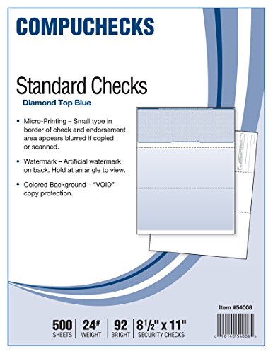 500 Blank Check Stock - Check on Top - Blue Diamond