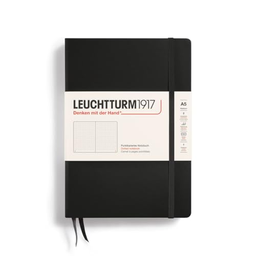 Leuchtturm1917 329398 Carnet Medium (A5), 249 pages numérotées, noir, pointillés