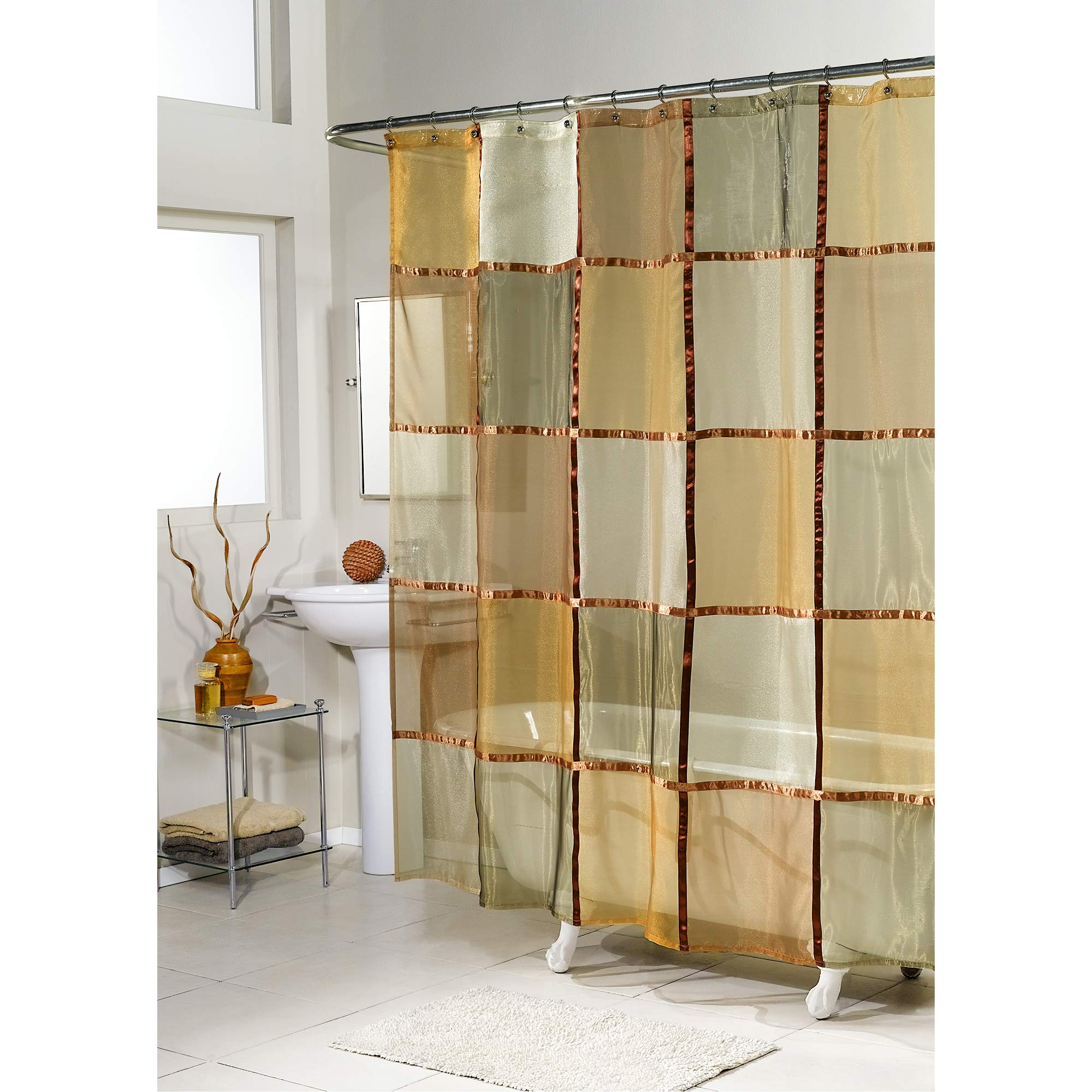 Book Cover EXCELL Home Fashions Mosaic Fabric Shower Curtain, Superior Quality Water-Repellent, Quick Dry Shower Curtain for Master Bathroom, Kid’s, Guest Bathroom, 70” x 72”, Terracotta