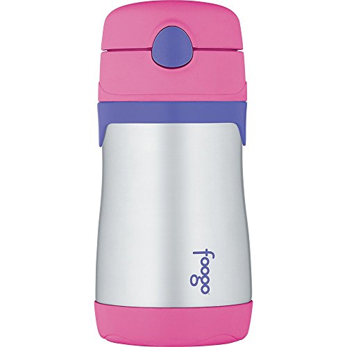 Book Cover Thermos Foogo Vacuum Insulated Stainless Steel 10-Ounce Straw Bottle, Pink/Purple