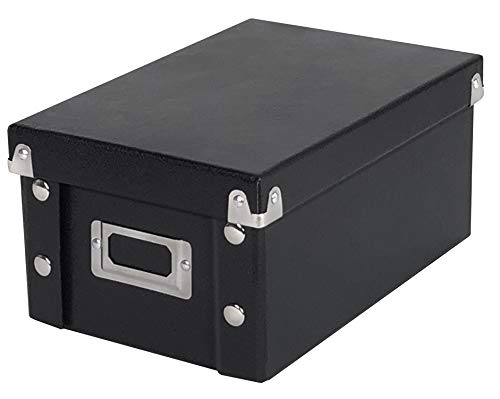 Book Cover Snap-N-Store Index Card Holder - Collapsible Organizer Box fits 1100 3x5-Inch Flash Cards - Business, Recipe, or Note Card Storage Boxes - 1 Pack, Black