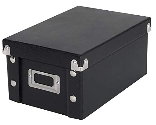 Snap-N-Store Index Card Holder - Collapsible Organizer Box fits 1100 3x5-Inch Flash Cards - Business, Recipe, or Note Card Storage Boxes - 1 Pack, Black