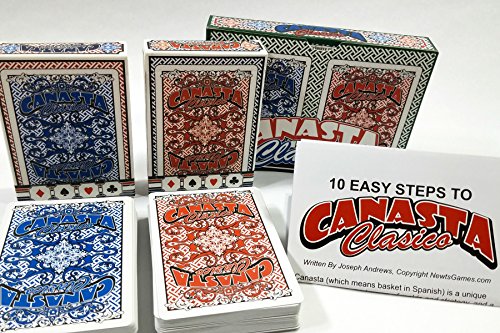 Canasta ClÃ¡sico Playing Card Double Deck Set-Deluxe 4th Edition-1 Red/1 Blue Deck