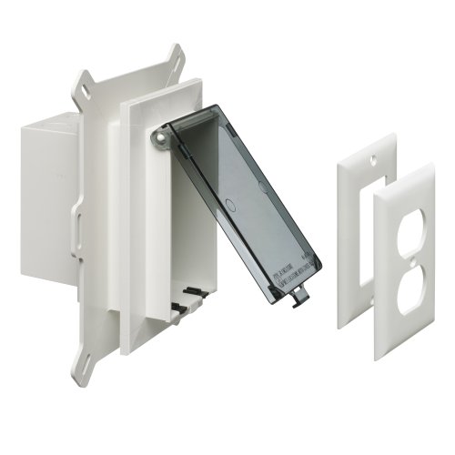 Arlington DBVS1C-1 Low Profile in Box Recessed Outlet Box Wall Plate Kit for New Vinyl Siding Construction, Vertical, 1-Gang, Clear