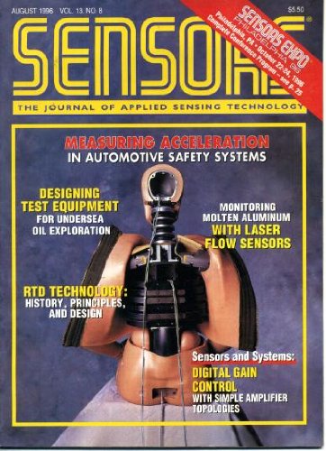 Sensors Magazine August 1996 RTD Technology, Designing Test Equipment, Laser Flow Sensors, Digital Gain Control, Measuring Acceleration