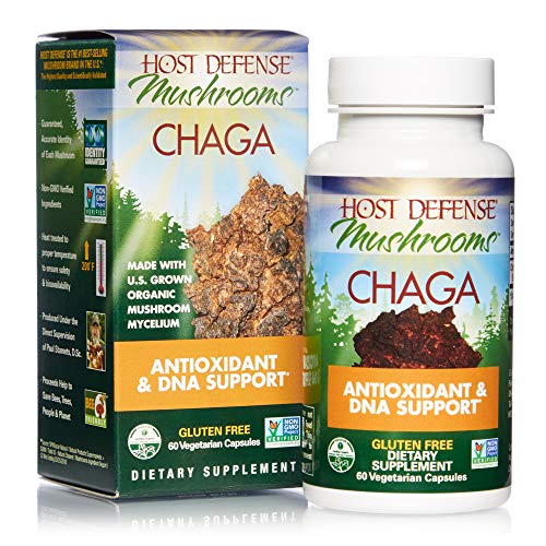 Host Defense, Chaga Capsules, Antioxidant and DNA Support, Daily Mushroom Supplement, Vegan, Organic, Gluten Free, 60 capsules (30 servings)