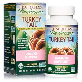 Host Defense, Turkey Tail Capsules, Natural Immune System and Digestive Support, Daily Mushroom Mycelium Supplement, USDA Organic, Gluten Free, 60 Vegetarian Capsules (30 Servings)
