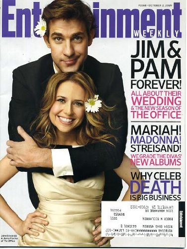 Entertainment Weekly October 2 2009 John Krasinski & Jenna Fisher/The Office Wedding on Cover, Celebrity Deaths, Spike Jonese & Tim Burton & Wes Anderson, Toronto Film Festival, Margaret Atwood