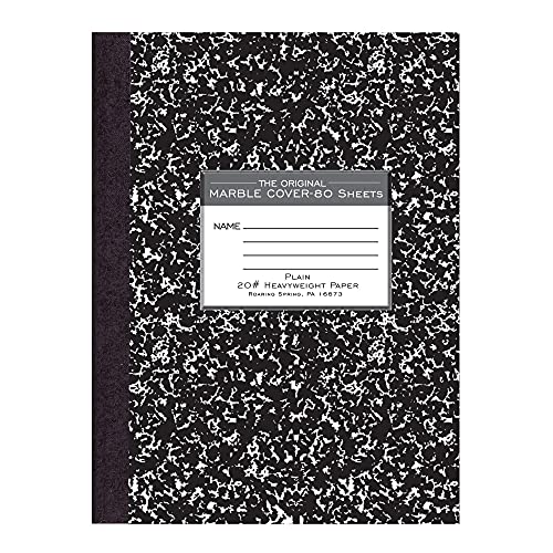 Book Cover Roaring Spring 80 Sheets Plain Unruled Hard Cover Marble Composition Notebook, 10.25