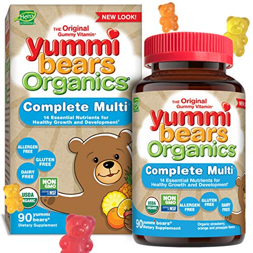 Book Cover Yummi Bears Organics Complete Multi Vitamin and Mineral Supplement, Gummy Vitamins for Kids, 90 Count (Pack of 1)
