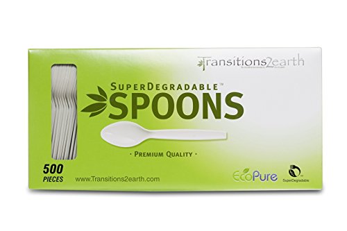 Book Cover Transitions2earth Biodegradable EcoPure Spoons - Box of 500 - Plant a Tree with Each Item Purchased!