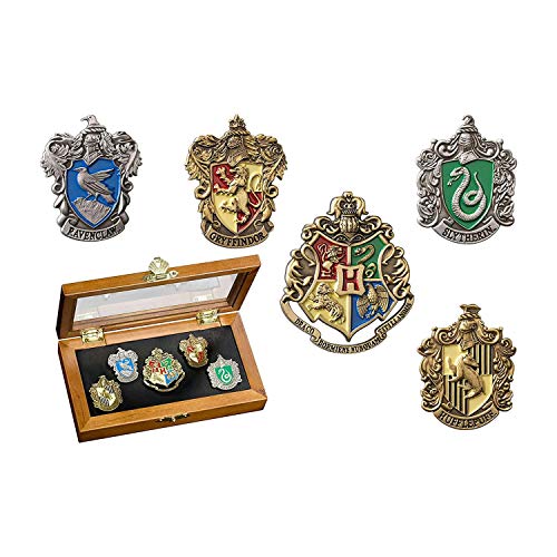 Book Cover Hogwarts House Pin - Five Pins in Display Case. Harry Potter Noble Collection