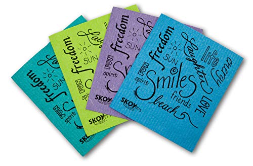 Skoy cloth, Mixed colors w/ text (4-pk)