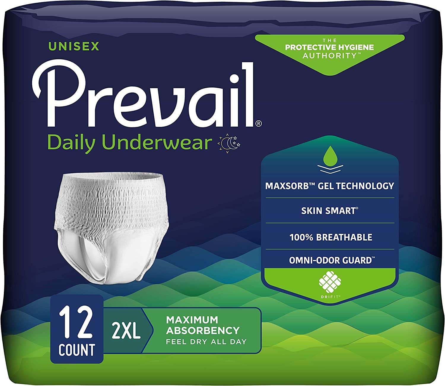 Book Cover Prevail Maximum Absorbency Underwear, XX-Large, 12 Count (Pack of 1)