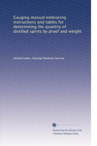 Gauging manual embracing instructions and tables for determining the quantity of distilled spirits by proof and weight
