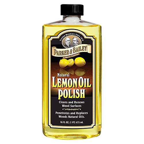 Parker & Bailey Lemon Oil Polish, Natural Lemon Scented Furniture Cleaner & Wood Table Cleaner, Renews & Restores a Finish for Woods, Protects from Drying or Cracking, Leaves a Shiny Finish, 16 oz