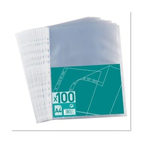 NNA - 100206882 - 100 Pochettes Perforées Polypropylène A4 Incolore