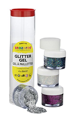 SNAZAROO SET GELS PAILLETÉS 4*8ML (ARGENT, DIAMANT, MULTICOL, VIOLET)