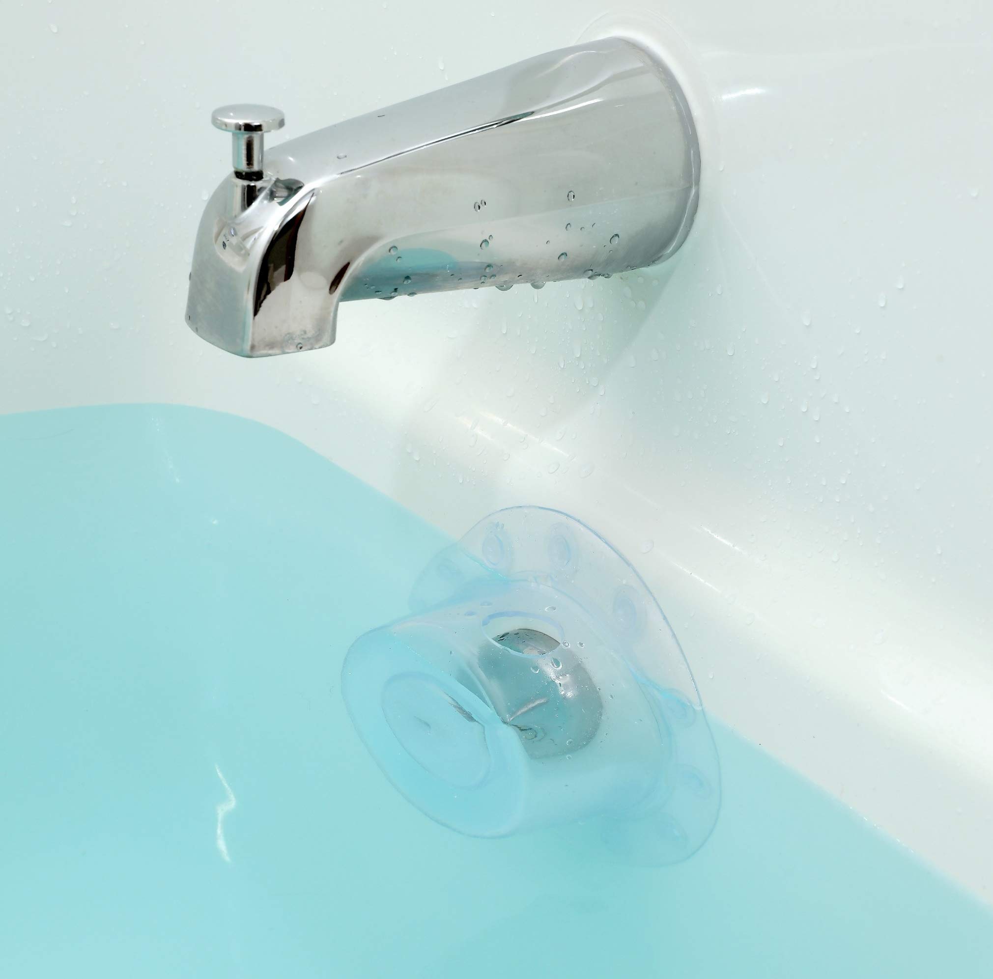 SlipX Solutions Bottomless Bath | Overflow Drain Cover for Tub | Best Gifts for Mom, Spa & Bath Accessories | Drain Block, Water Stopper Plug | Bath Essentials for Women | 4" Diameter, Clear Clear 1