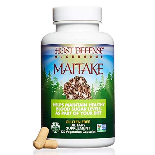 Book Cover Host Defense - Maitake Mushroom Capsules, Naturally Promotes Normal Blood Sugar Metabolism, Cellular Health, and Immunity, Non-GMO, Vegan, Organic, 120 Count