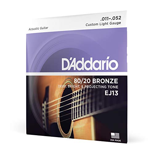 Book Cover D'Addario EJ13 80/20 Bronze Acoustic Guitar Strings, Custom Light, 11-52