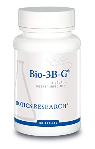 BIOTICS Bio3B G Vitamin B Complex, Vitamin B Complex Supplement for Stress, Energy and Adrenal Health Gluten Free Supplement Research 180 Tabs