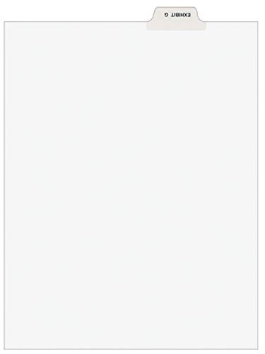 Avery 11946 Avery-Style Preprinted Legal Bottom Tab Divider, Exhibit G, Letter, White (Pack of 25)