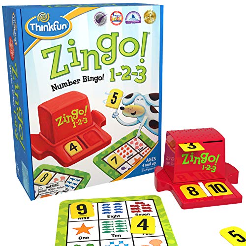 Book Cover Think Fun Zingo 1-2-3 Number Bingo Game for Age 4 and Up - Award winner and Toy of the Year Nominee (7703)