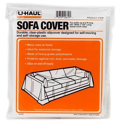 Book Cover U-Haul Moving & Storage Sofa Cover (Fits Sofas up to 8' Long) - Water Resistant Plastic Sheet Couch Protection - 42