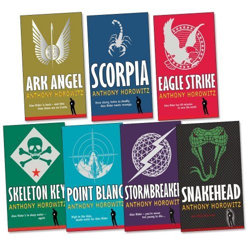 Book Cover Alex Rider Pack, 7 books, RRP Â£48.93 (Stormbreaker, Point Blanc, Skeleton Key, Eagle Strike, Scorpia, Ark Angel, Snakehead).