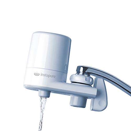 Instapure F5 COMPLETE Tap Water Filtration System (White with White Cap) + 1 Filter, Tested & Certified to ANSI/NSF 42 & 53 For the Reduction of Chlorine, Lead and Microbial Cysts