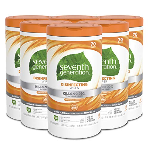 Book Cover Seventh Generation Disinfecting Multi Surface Wipes, Botanical Disinfectant, 70 Count, Pack of 6