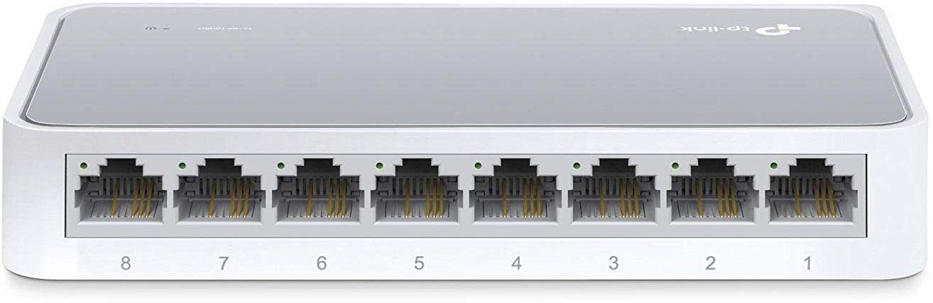 TP-Link 8 Port 10/100Mbps Fast Ethernet Switch | Desktop Ethernet Splitter | Ethernet Hub | Plug and Play | Fanless Quiet | Desktop Design | Green Technology | Unmanaged (TL-SF1008D), White