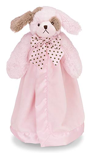 Bearington Baby Wiggles Puppy Snuggler, Plush Security Blanket, Lovey (Pink) 15"