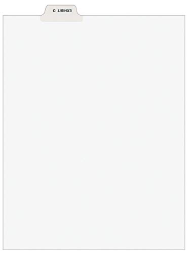 Avery 11943 Avery-Style Preprinted Legal Bottom Tab Divider, Exhibit D, Letter, White (Pack of 25)